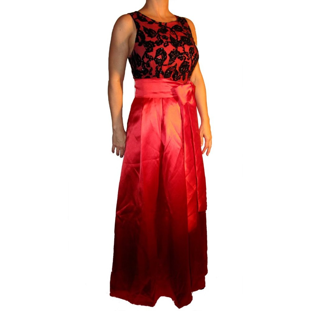 Eliza J Black Glitter Velvet Burnout Lace Overlay